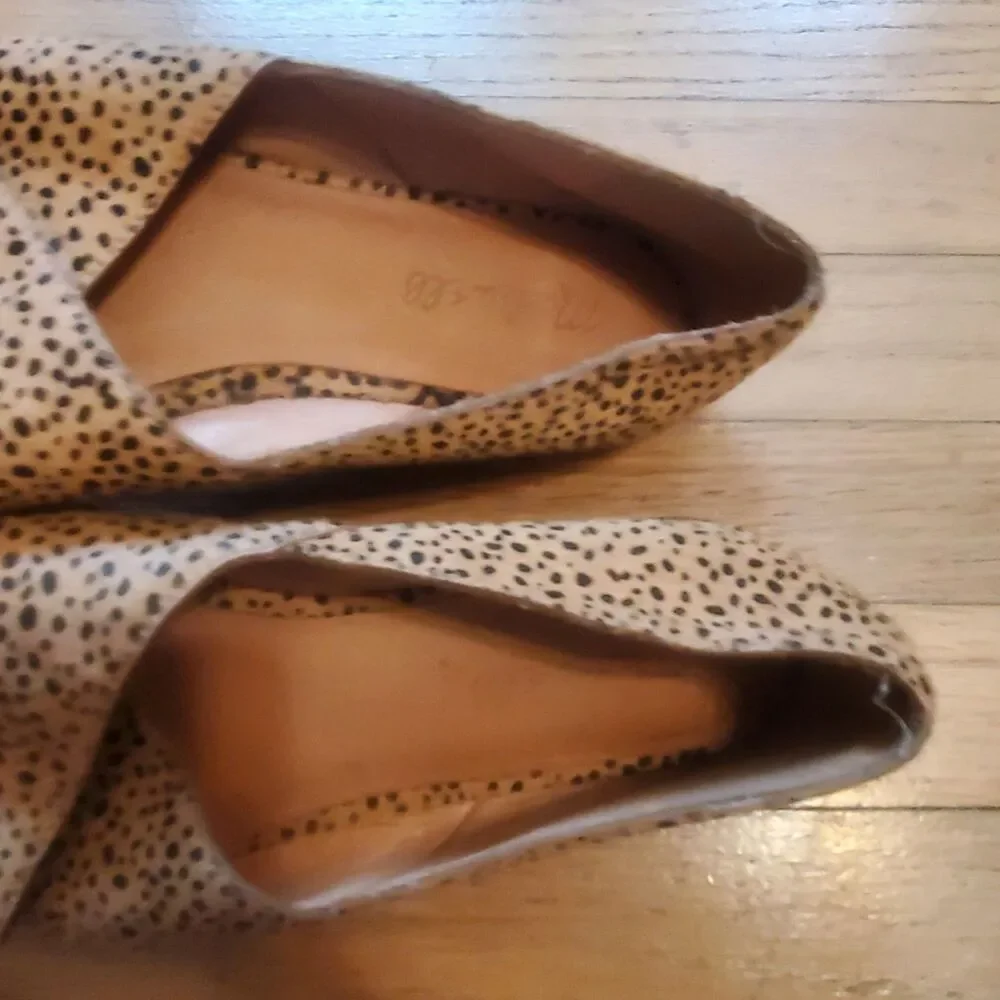 Madewell The Blaine CrissCross Spotted Calf Hair Leather Flats Women's 7 1/2